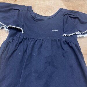 Navy and White Chloe Girl's Dresses, Eyelet Lace Trim 3, 5 and 10